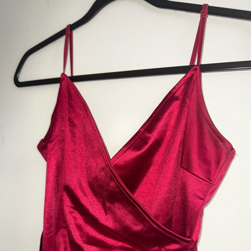 Elegant Red Satin Dress